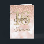 Elegant Sweet 16 Birthday Rose Gold Glitter Card<br><div class="desc">Modern chic girly birthday card for 16th birthday celebrations. Design featuring blush pink background,  gold sparkly glitter texture,  and calligraphy script. Personalize with a name and your message.</div>