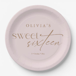 Elegant Sweet 16 Blush Pink Birthday Paper Plate