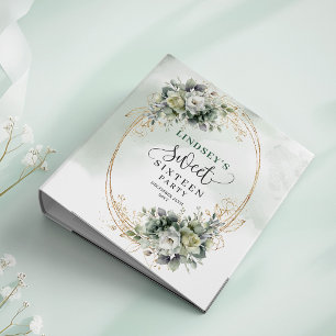 Elegant Sweet 16 Boho Sage Green Memory Album Binder