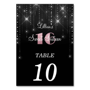 Elegant Sweet 16 carte de numéro de table