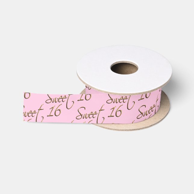 Elegant Sweet 16 in Pink and Gold Satin Ribbon (Spool)