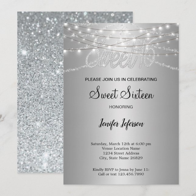 Elegant Sweet 16 Invitation (Front/Back)