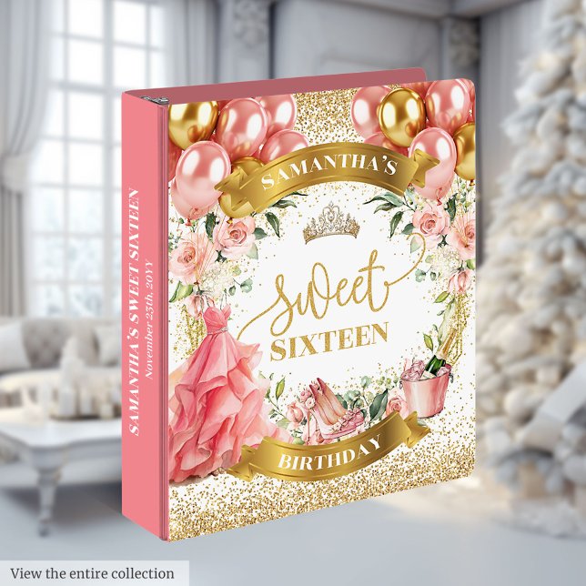 Elegant Sweet 16 Ring Binder Blush Gold Sparkle (Elegant Sweet 16 Ring Binder Blush Gold Sparkle)