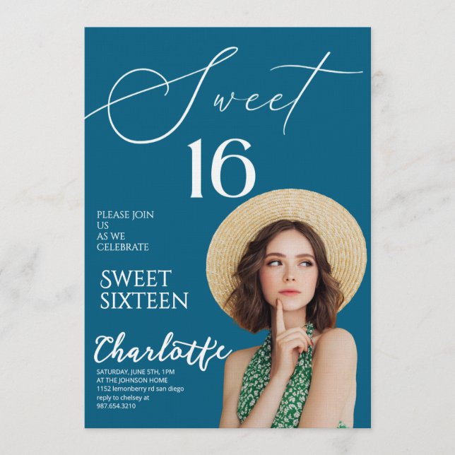 Elegant Sweet 16 Save the Date Birthday Invitation (Front)