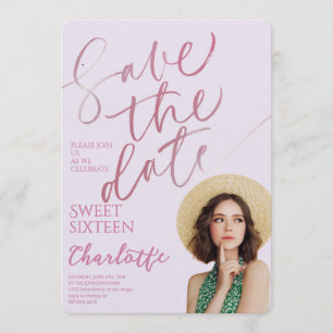 Elegant Sweet 16 Save the Date Birthday Invitation