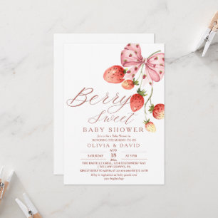 Elegant Sweet Berry Baby Shower Strawberry Invitation