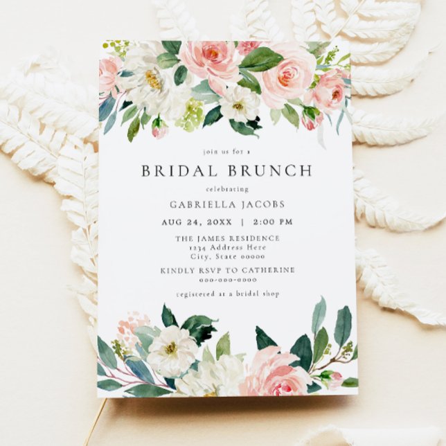 Elegant & Sweet Blush Pink Floral Bridal Brunch Invitation (Creator Uploaded)