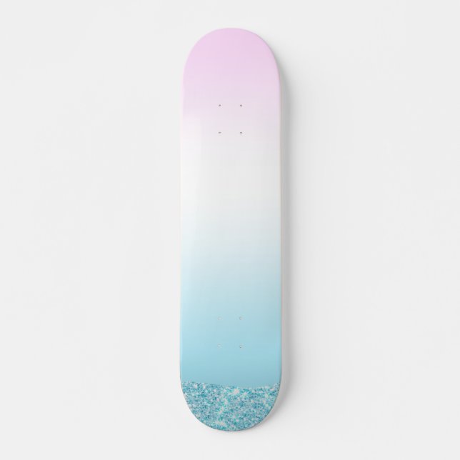 Elegant sweet colourful gradient glitter Rainbow Skateboard (Front)