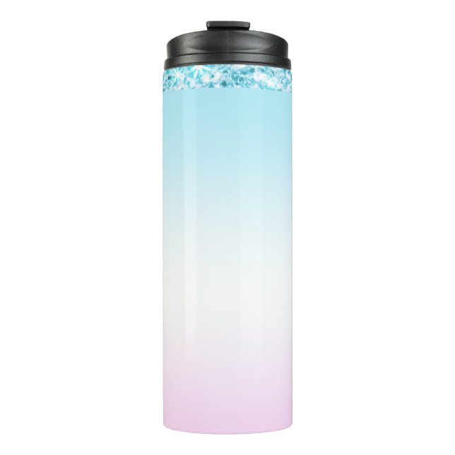 Elegant sweet colourful gradient glitter Rainbow Thermal Tumbler (Front)