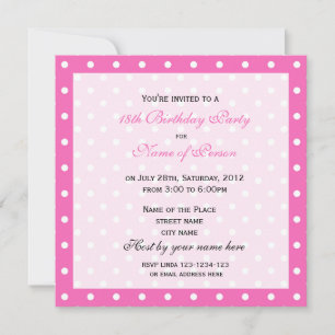 Elegant, sweet girly pink eighteen birthday party invitation