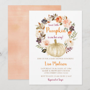 Elegant Sweet Little Pumpkin Baby Shower  Invitation