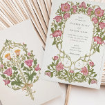 Elegant Sweet Pea Art Nouveau Wedding  Invitation<br><div class="desc">This exquisite wedding invitation set features a stunning Art Nouveau design adorned with intricate sweet pea flower motifs. The front of the invitation beautifully frames the wedding details with lush green foliage and delicate sweet peas in shades of pink and soft yellow, set against a classic white background. The back...</div>