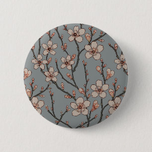 Elegant Sweet Pink Flower Blossom Cherry Pattern 2 Inch Round Button