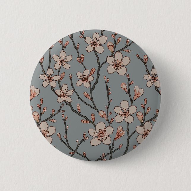 Elegant Sweet Pink Flower Blossom Cherry Pattern 2 Inch Round Button (Front)