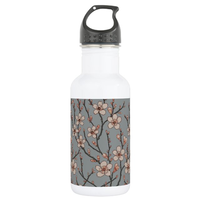 Elegant Sweet Pink Flower Blossom Cherry Pattern 532 Ml Water Bottle (Front)