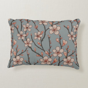 Elegant Sweet Pink Flower Blossom Cherry Pattern Accent Pillow