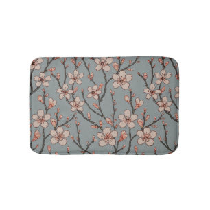 Elegant Sweet Pink Flower Blossom Cherry Pattern Bath Mat