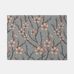 Elegant Sweet Pink Flower Blossom Cherry Pattern Doormat