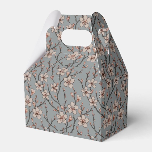 Elegant Sweet Pink Flower Blossom Cherry Pattern Favor Box (Front Side)