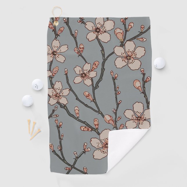 Elegant Sweet Pink Flower Blossom Cherry Pattern Golf Towel (InSitu)