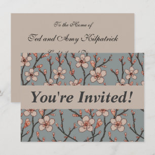 Elegant Sweet Pink Flower Blossom Cherry Pattern Invitation