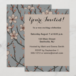 Elegant Sweet Pink Flower Blossom Cherry Pattern Invitation