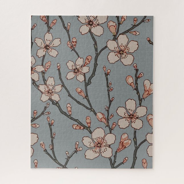 Elegant Sweet Pink Flower Blossom Cherry Pattern Jigsaw Puzzle (Vertical)