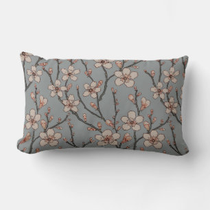 Elegant Sweet Pink Flower Blossom Cherry Pattern Lumbar Pillow