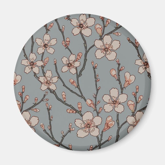 Elegant Sweet Pink Flower Blossom Cherry Pattern Magnet (Front)