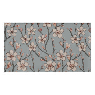Elegant Sweet Pink Flower Blossom Cherry Pattern Name Tag