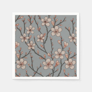 Elegant Sweet Pink Flower Blossom Cherry Pattern Napkin
