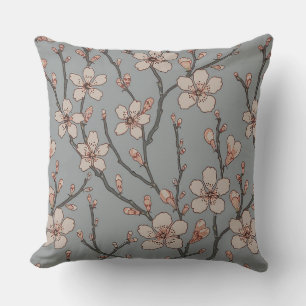 Elegant Sweet Pink Flower Blossom Cherry Pattern Outdoor Pillow