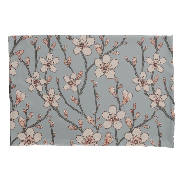 Elegant Sweet Pink Flower Blossom Cherry Pattern Pillowcase (Front)