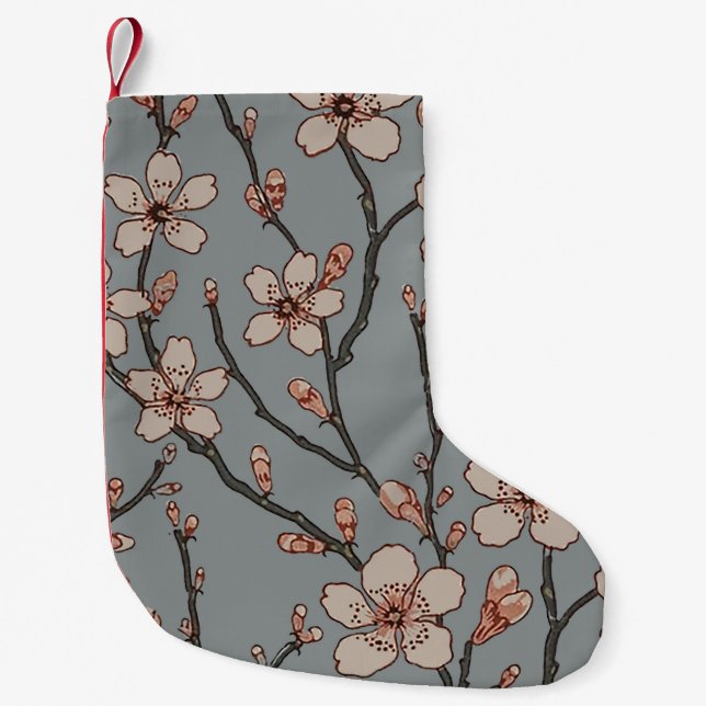 Elegant Sweet Pink Flower Blossom Cherry Pattern Small Christmas Stocking (Front)