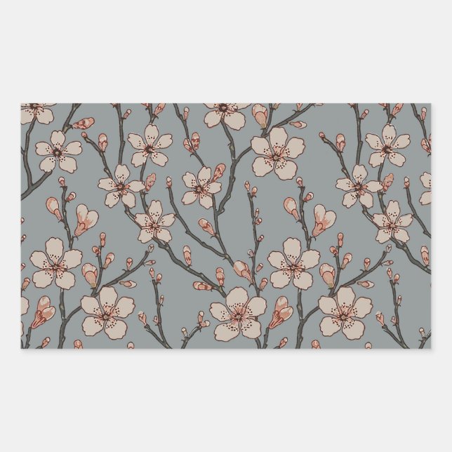 Elegant Sweet Pink Flower Blossom Cherry Pattern Sticker (Front)