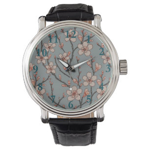 Elegant Sweet Pink Flower Blossom Cherry Pattern Watch