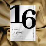 Elegant Sweet Sixteen 16th Birthday Party Invitation<br><div class="desc">Introducing a timeless black and white 16th birthday party invitation that seamlessly blends the old-world charm of the bold serif font number '16' with a modern,  user-friendly personalizable template. This invitation isn't just a card,  it's a meaningful keepsake to cherish the milestone of turning 16.</div>