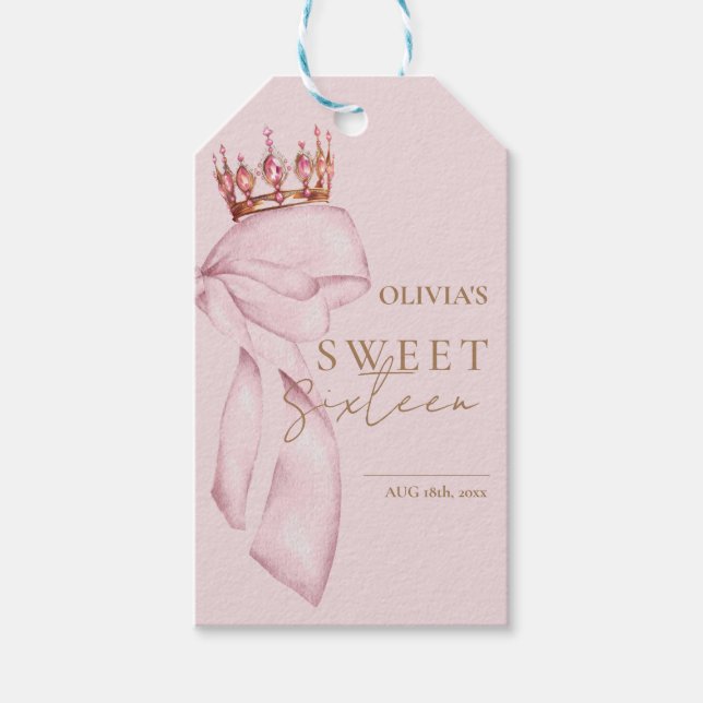 Elegant Sweet Sixteen Birthday Gift Tags (Front)