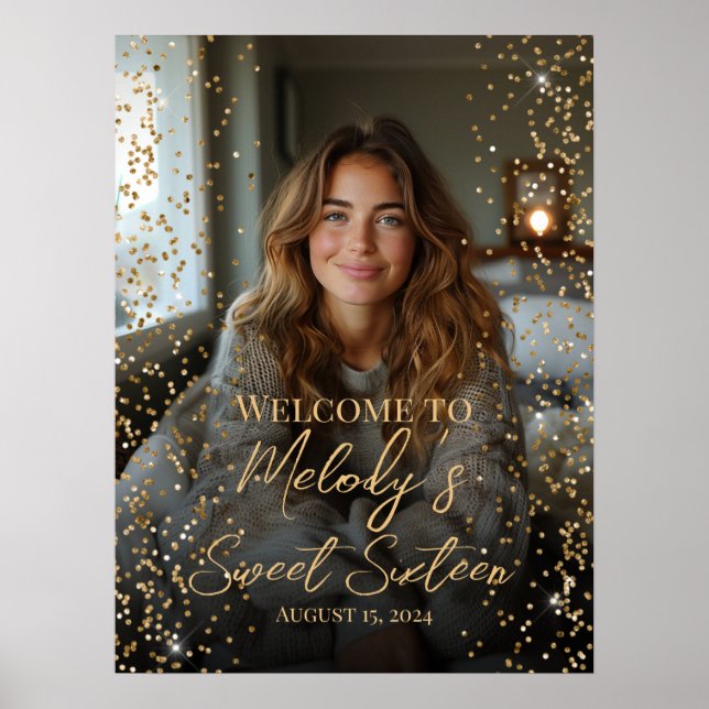 Elegant sweet sixteen birthday welcome sign (Front)