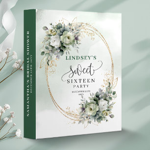 Elegant Sweet Sixteen Dusty Green Memory Ring Binder