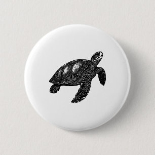 Elegant Swimming Old Water Turtle Copy 2 Inch Round Button
