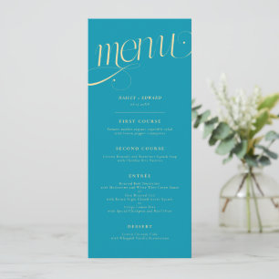 Elegant Swirl Aqua Blue Wedding Menu