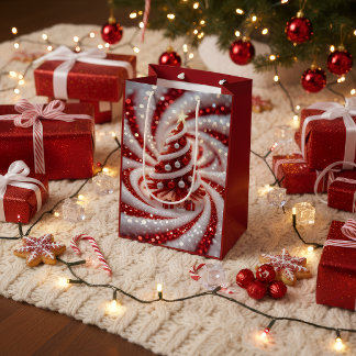 Elegant Swirl Christmas Tree Gift Bag