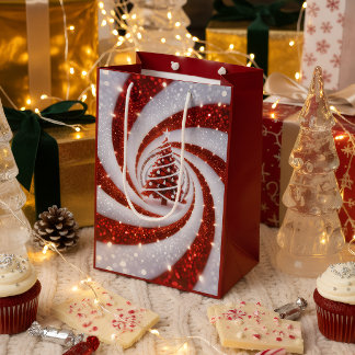 Elegant Swirl Christmas Tree Gift Bag