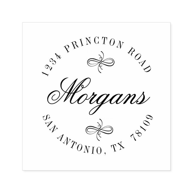Elegant Swirl family Return Address Stamp (Imprint)