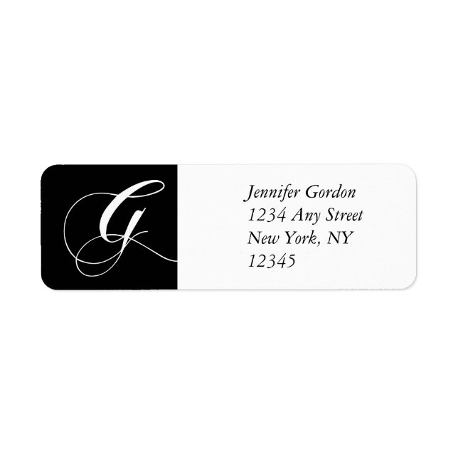 Elegant Swirl Monogram G Return Adress Labels (Front)