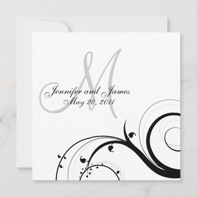 Elegant Swirl Monogram Wedding Invitation (Front)