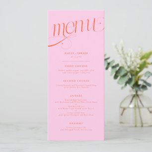 Elegant Swirl Orange Pink Wedding Menu