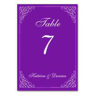 Elegant Swirl Purple Personalized Table Card