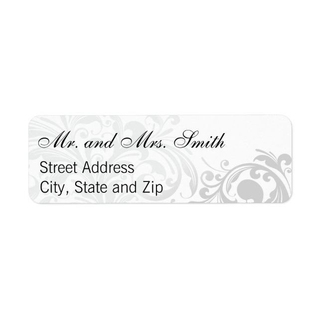 Elegant Swirl Return Labels - Silver (Front)